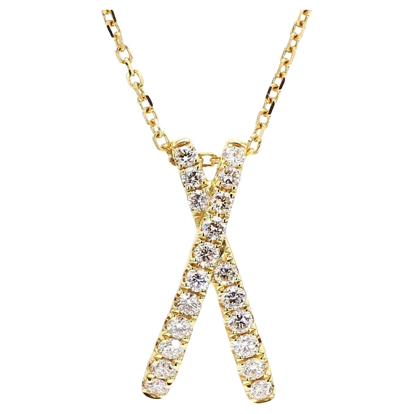 Ciondolo a goccia in oro giallo con diamante bianco naturale rotondo da 0,55 carati TW
