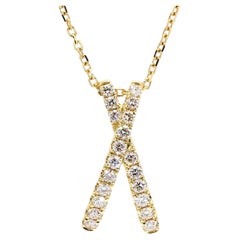 Natürlicher weißer runder Diamant .55 Karat TW Gelbgold Tropfenanhänger