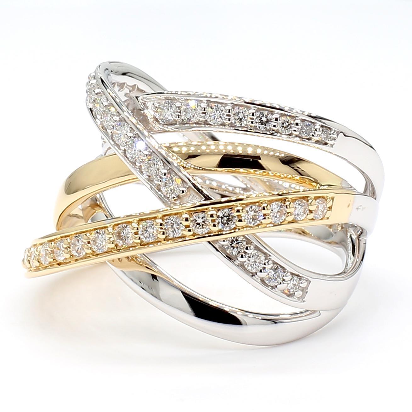 RareGemWorld's intriguing diamond ring. Mounted in a beautiful 14K Yellow and White Gold setting with natural round white diamond melee. This band is guaranteed to impress and enhance your personal collection!

Total Weight: .61cts

Natural Round