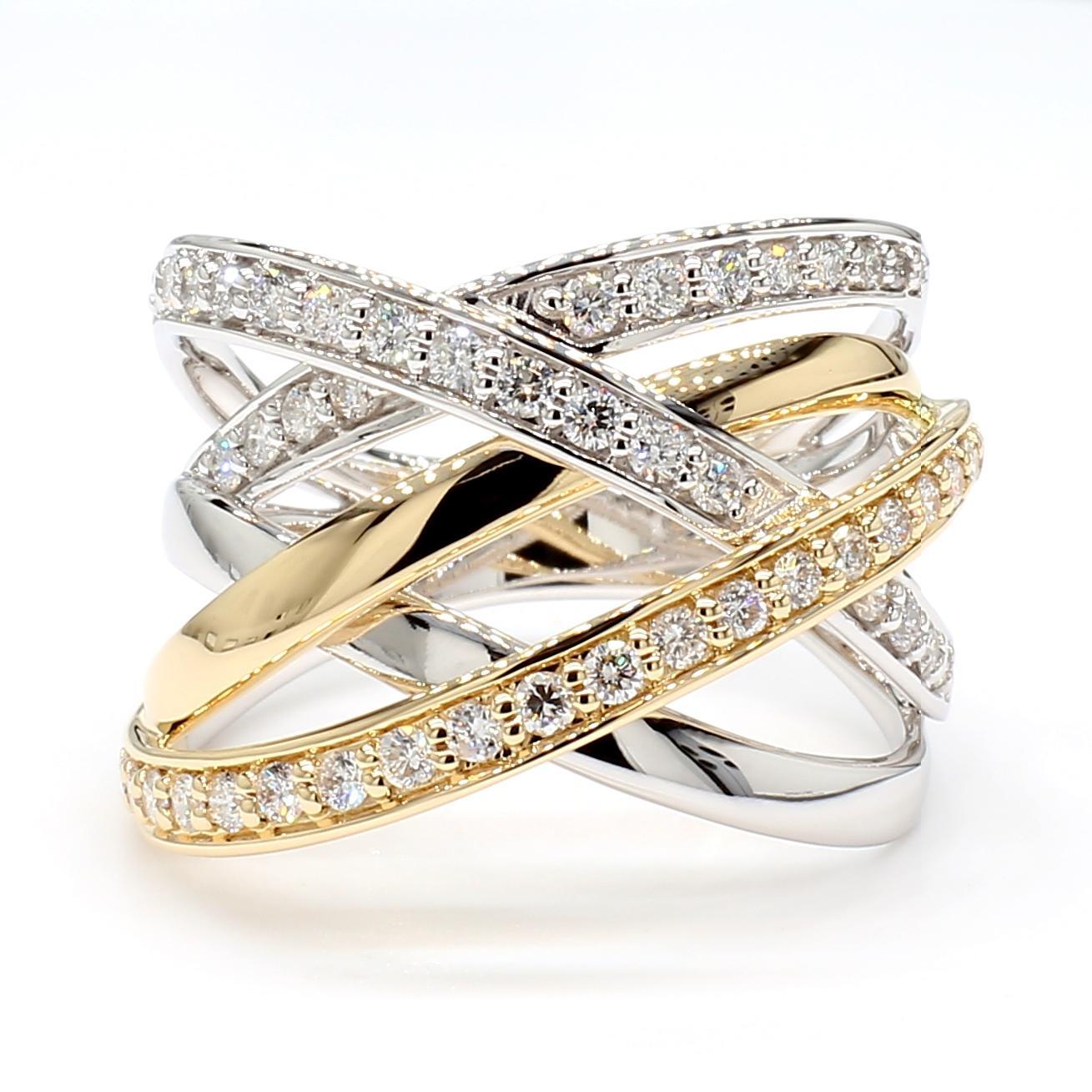 Contemporary Natural White Round Diamond .61 Carat TW Gold Cocktail Ring For Sale
