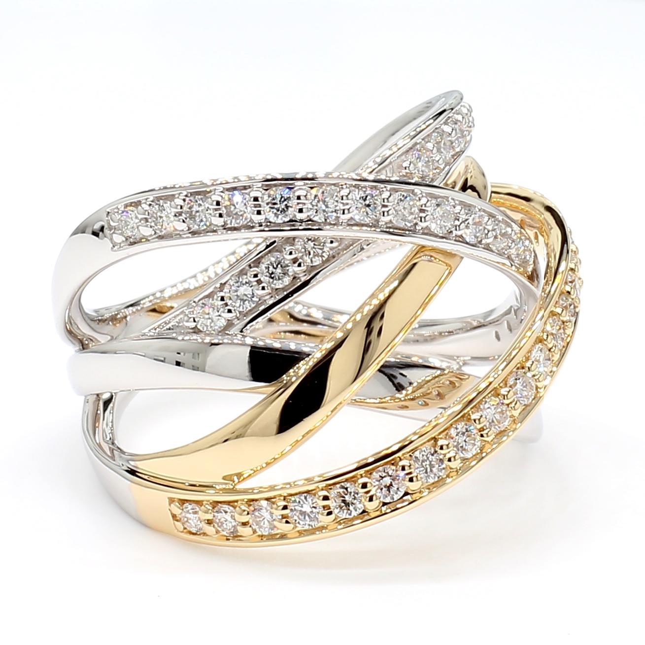 Round Cut Natural White Round Diamond .61 Carat TW Gold Cocktail Ring For Sale