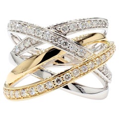 Bague de cocktail en or avec diamant blanc rond de 61 carat TW
