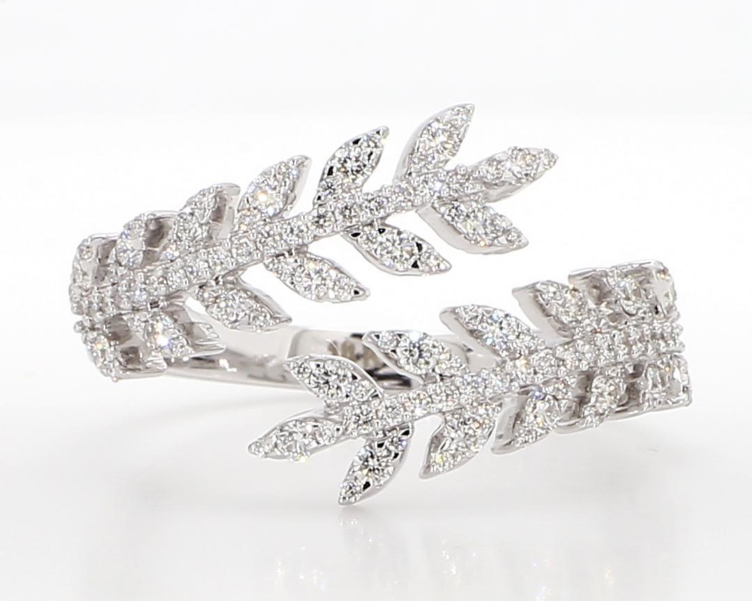 Contemporary Natural White Round Diamond .61 Carat TW White Gold Band For Sale