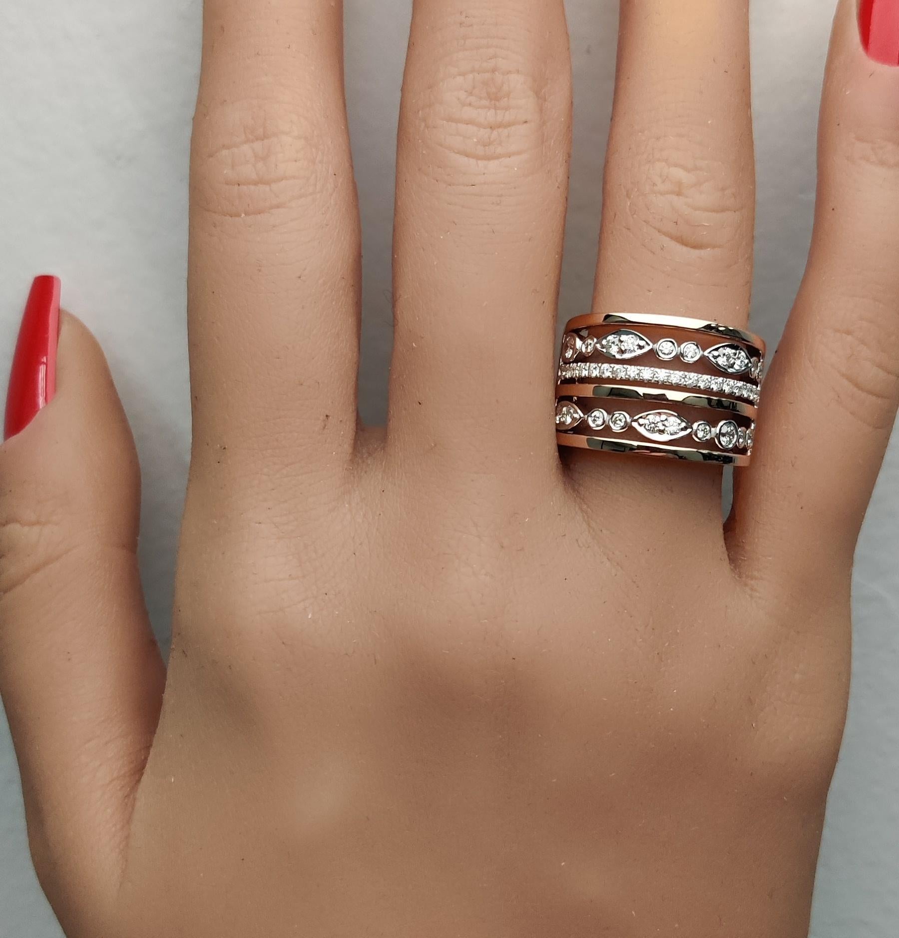 Anillo de cóctel de oro rosa con diamante redondo blanco natural de 0,62 quilates TW en Nuevo estado para la venta en New York, NY