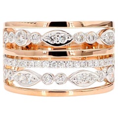 Natural White Round Diamond .62 Carat TW Rose Gold Cocktail Ring