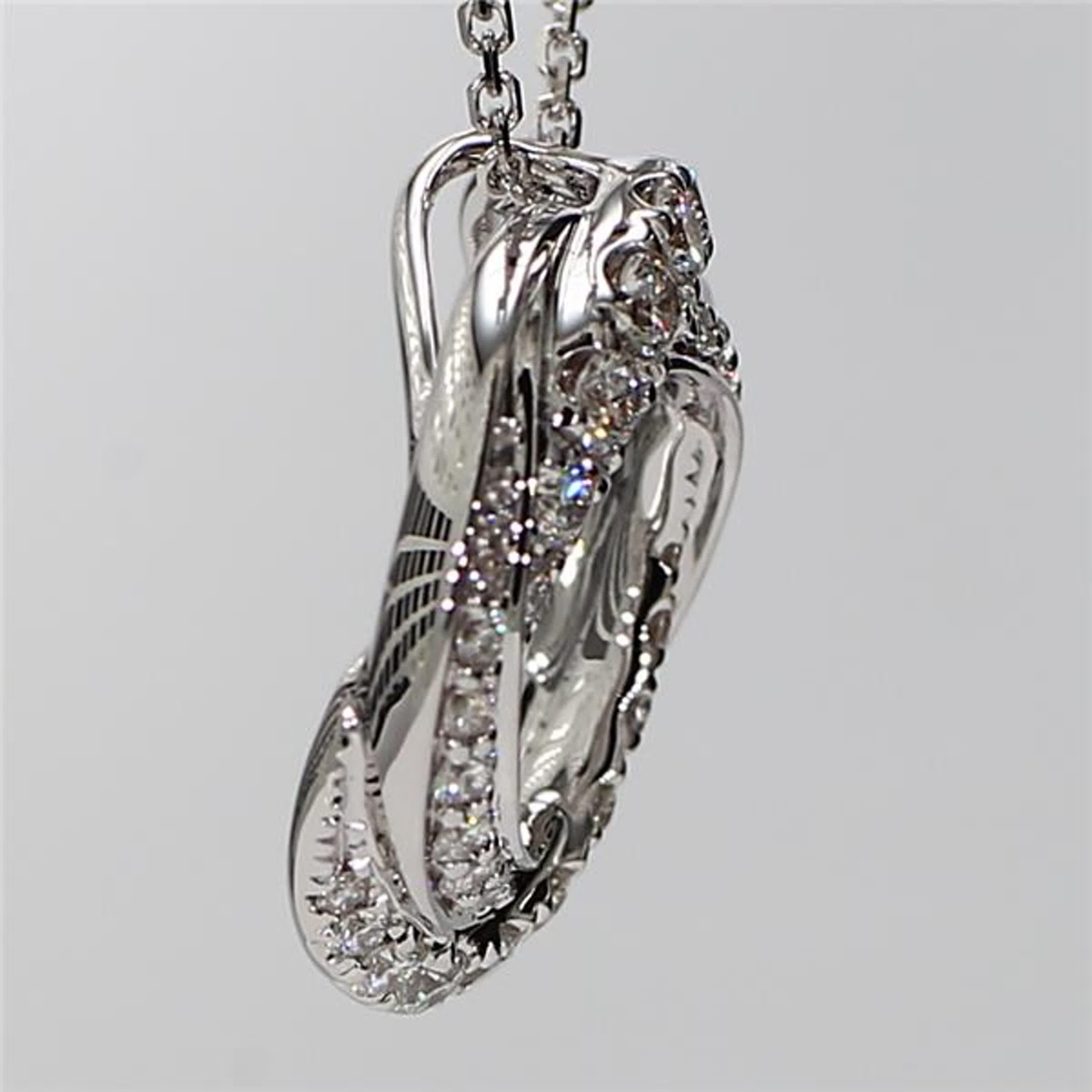 Natural White Round Diamond .62 Carat TW White Gold Drop Pendant In New Condition In New York, NY