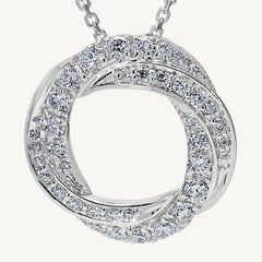 Natural White Round Diamond .62 Carat TW White Gold Drop Pendant