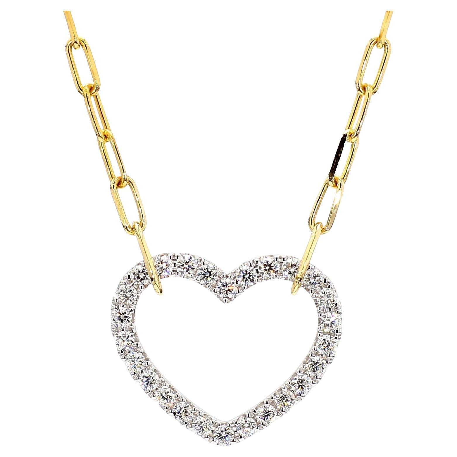 Natural White Round Diamond .67 Carat TW Gold Drop Necklace