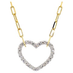 Natural White Round Diamond .67 Carat TW Gold Drop Necklace
