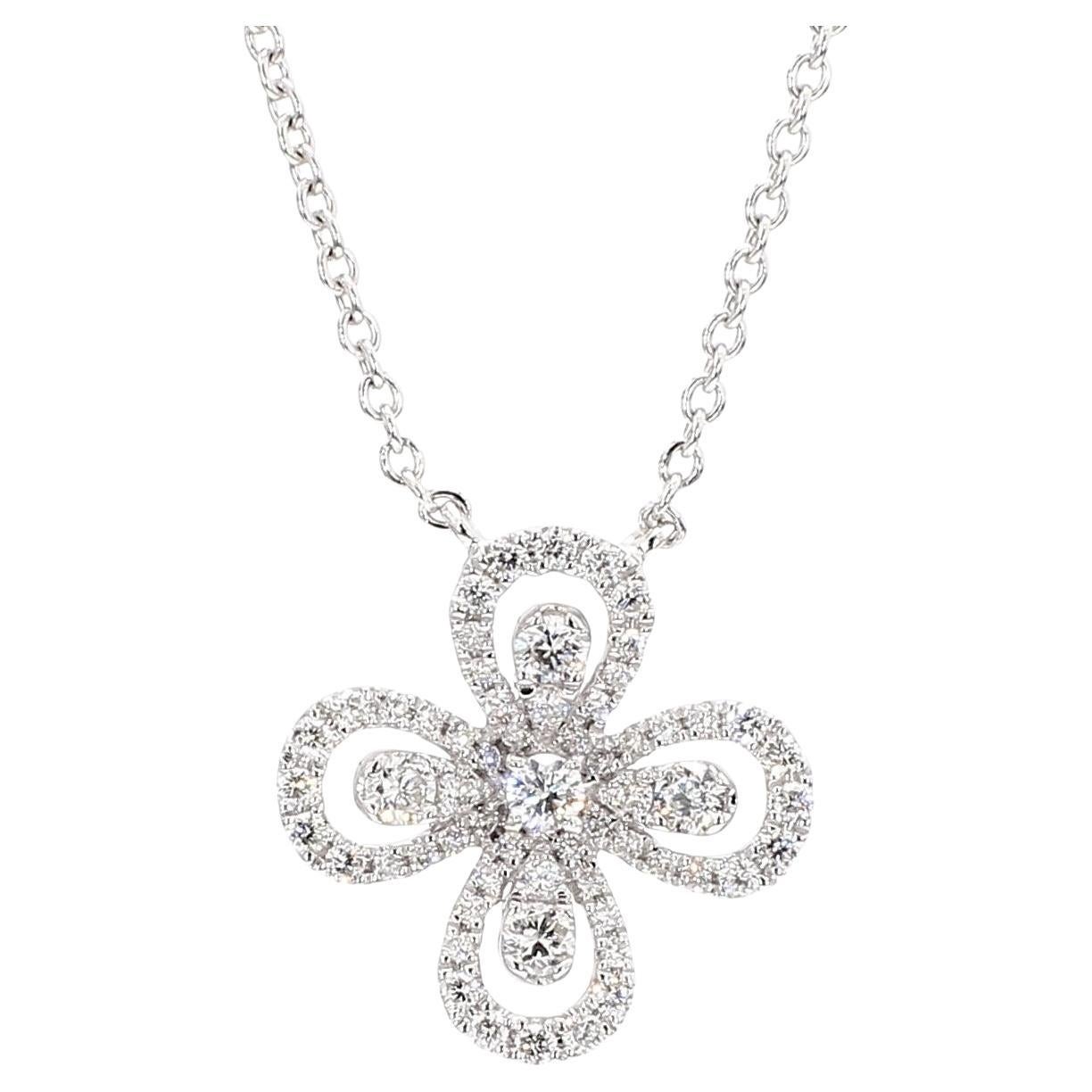 Collar de gota de oro blanco con diamante redondo blanco natural de 0,67 quilates TW