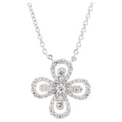 Natural White Round Diamond .67 Carat TW White Gold Drop Necklace
