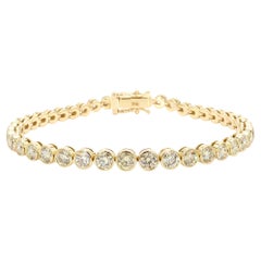 Tennisarmband aus Gelbgold mit natürlichem weißem, rundem Diamanten 6.76 Karat TW