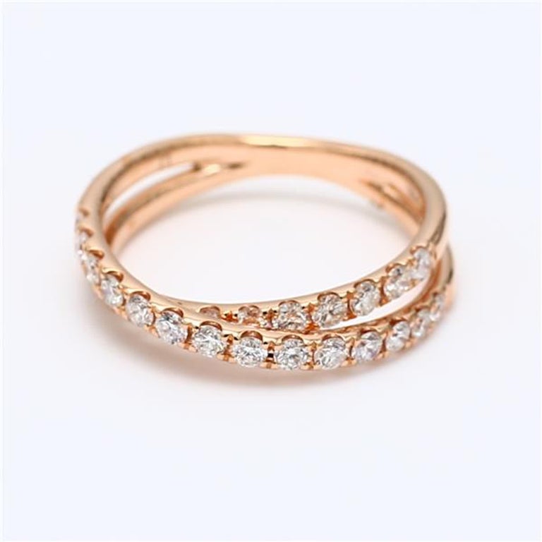 White Rounded Diamond Natural White Round Diamond .69 Carat TW Rose Gold Wedding Band For ...