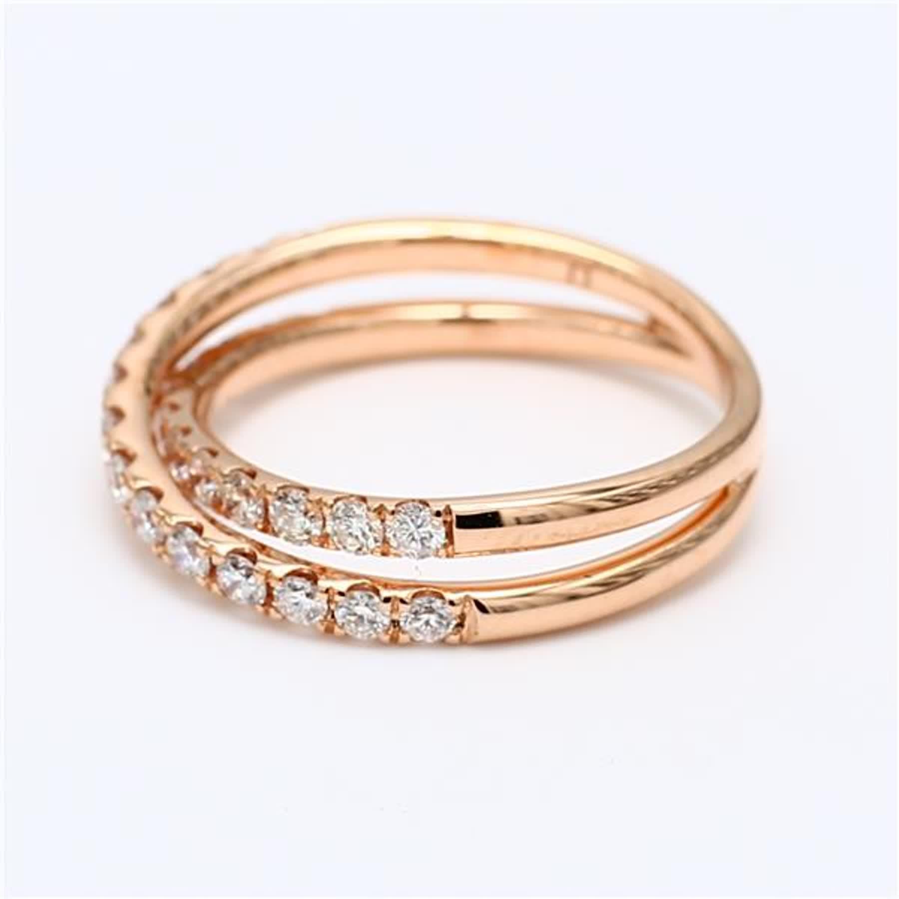 Contemporary Natural White Round Diamond .69 Carat TW Rose Gold Wedding Band For Sale