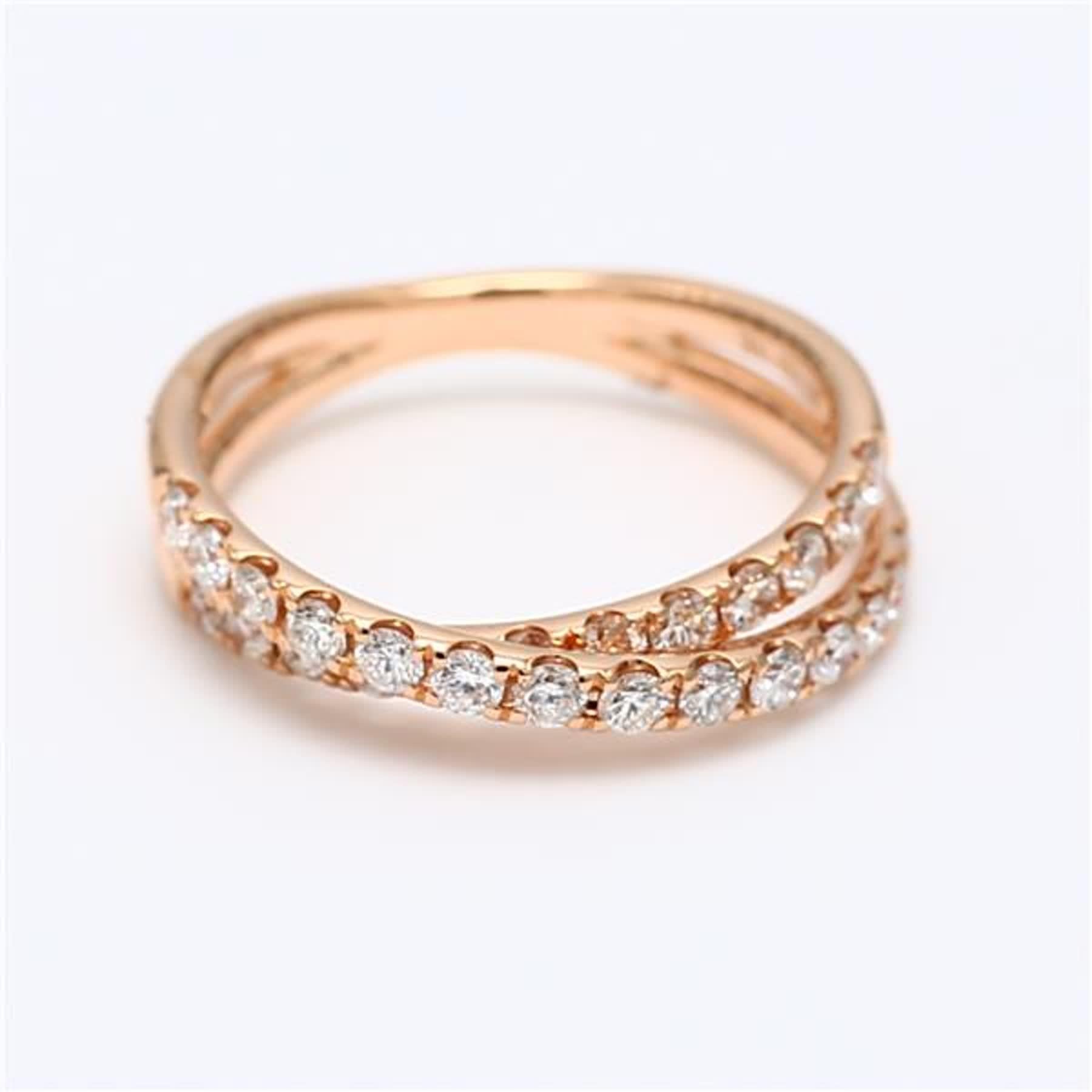 Natural White Round Diamond .69 Carat TW Rose Gold Wedding Band For Sale 1