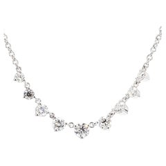 Natural White Round Diamond .69 Carat TW White Gold Drop Necklace
