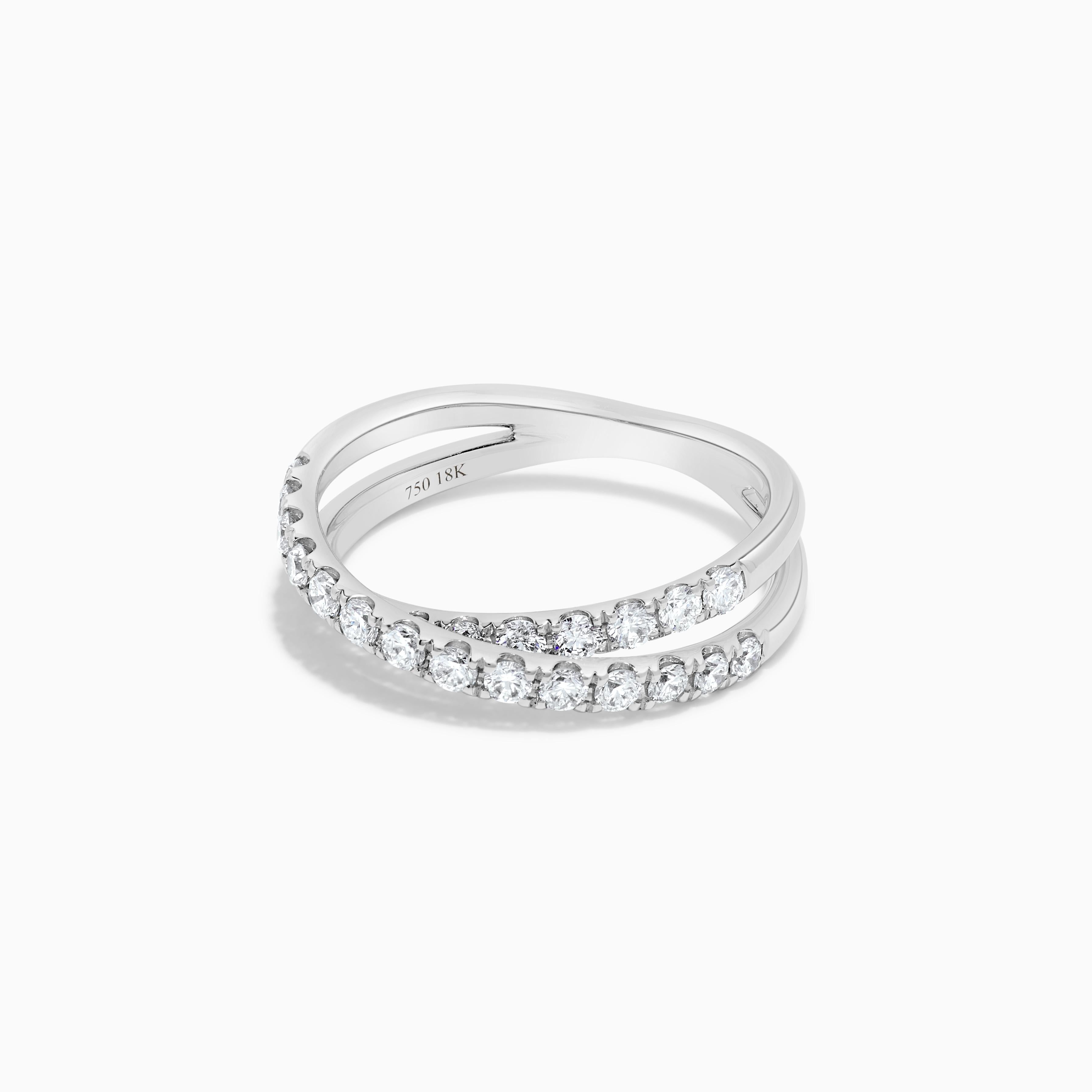 Natural White Round Diamond .69 Carat TW White Gold Wedding Band In New Condition In New York, NY