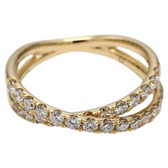  Natural White Round Diamond .70 Carat TW Yellow Gold Wedding Band