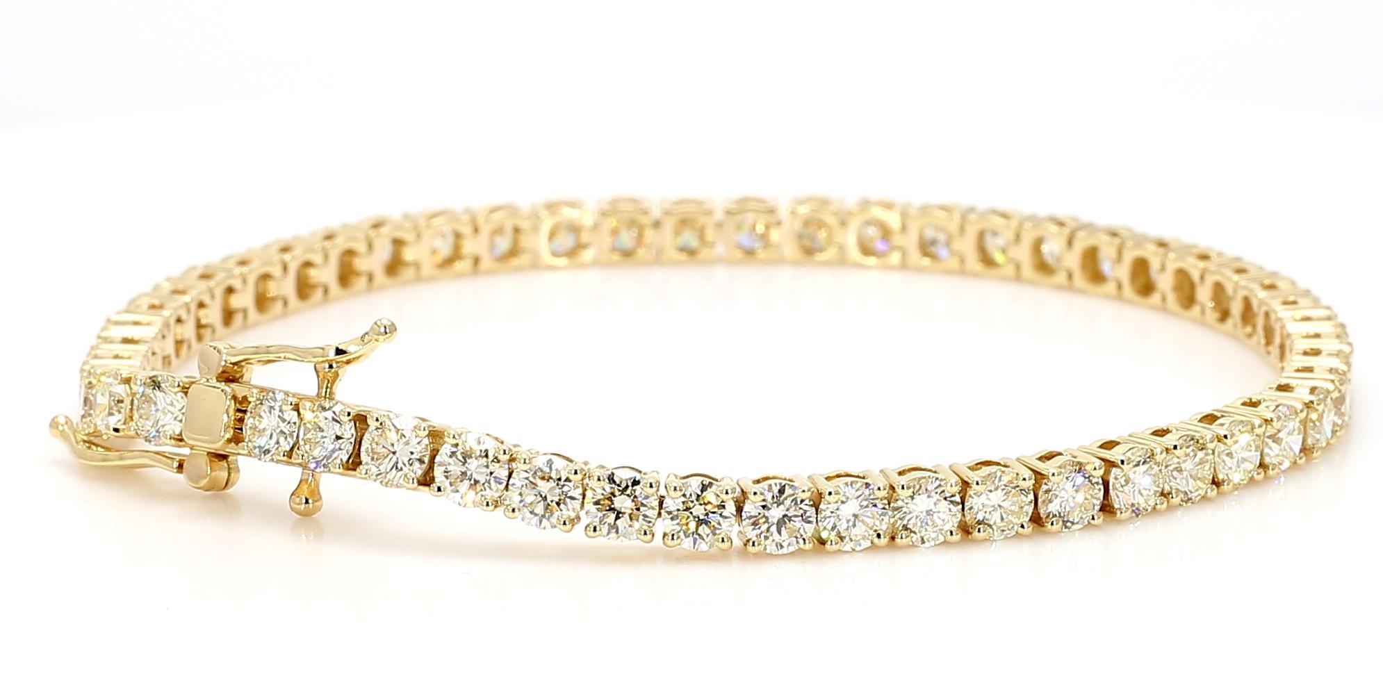De las mujeres Diamante redondo blanco natural 7.50 quilates TW Pulsera de tenis de oro amarillo en venta
