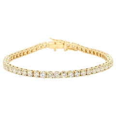 Bracelet tennis en or jaune avec diamants ronds blancs naturels de 7.50 carats poids total
