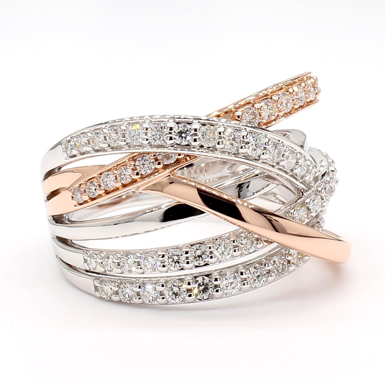 Round Cut Natural White Round Diamond .81 Carat TW Gold Cocktail Ring For Sale