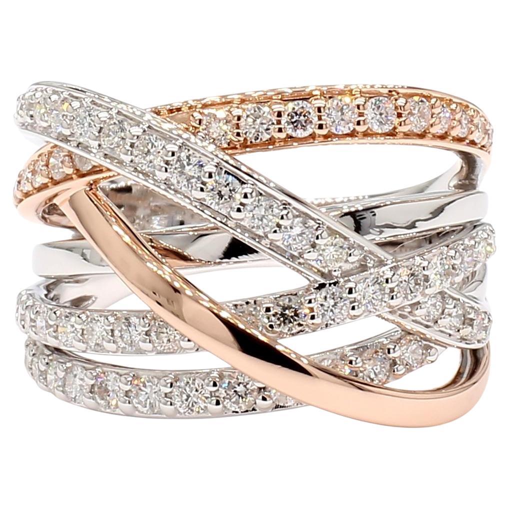 Natural White Round Diamond .81 Carat TW Gold Cocktail Ring For Sale
