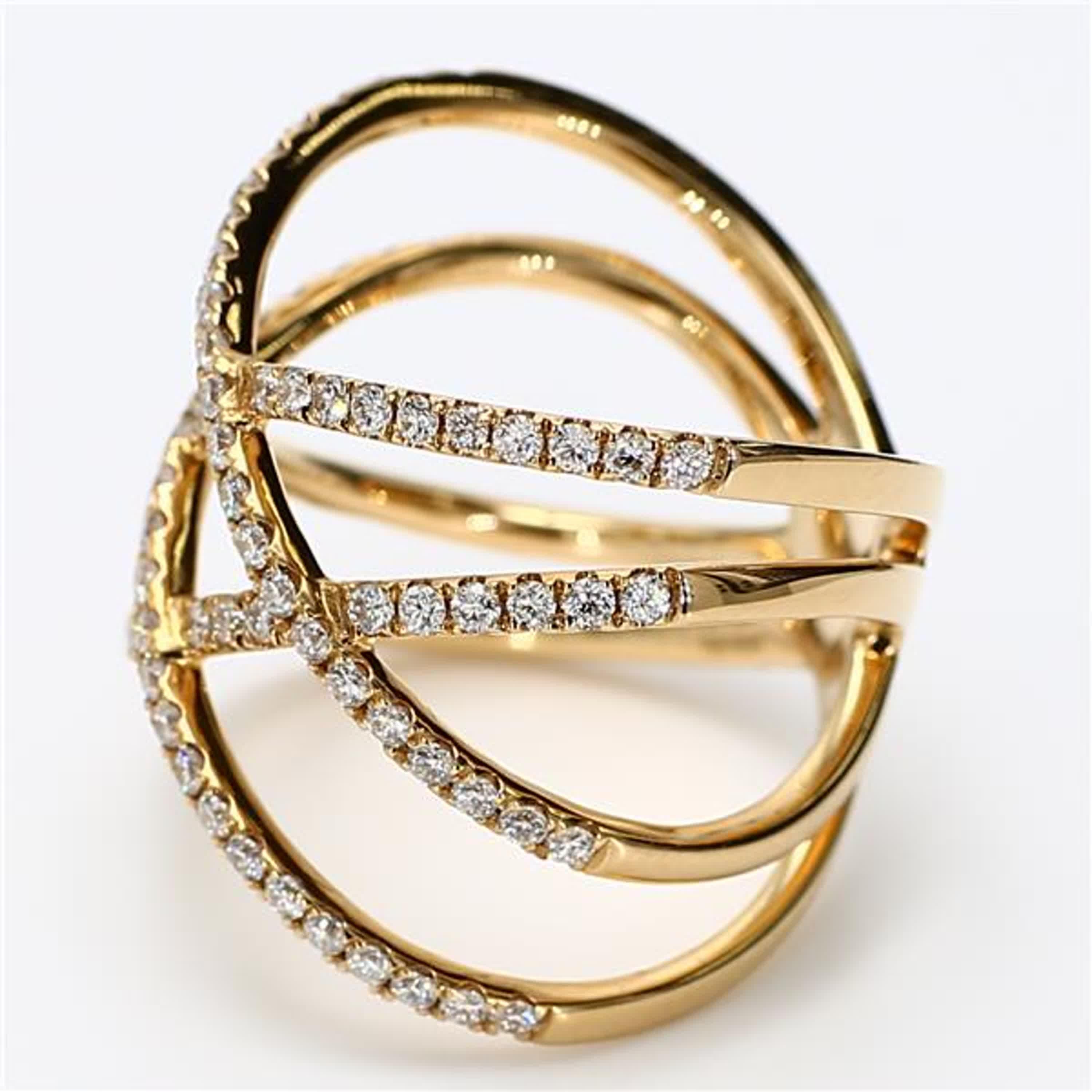 natürlicher weißer runder Diamant .81 Karat TW Gelbgold Ehering (Zeitgenössisch)