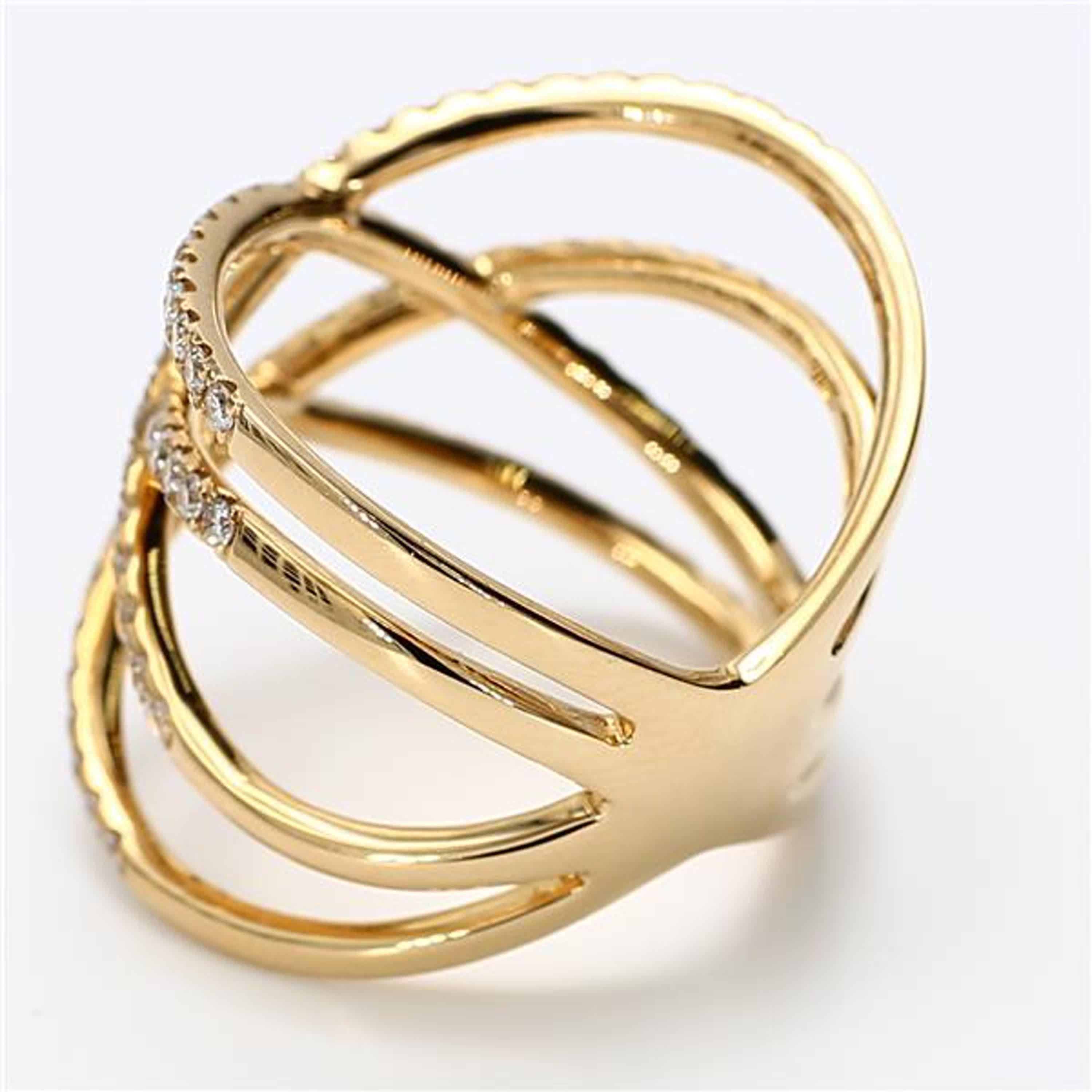 natürlicher weißer runder Diamant .81 Karat TW Gelbgold Ehering (Rundschliff)