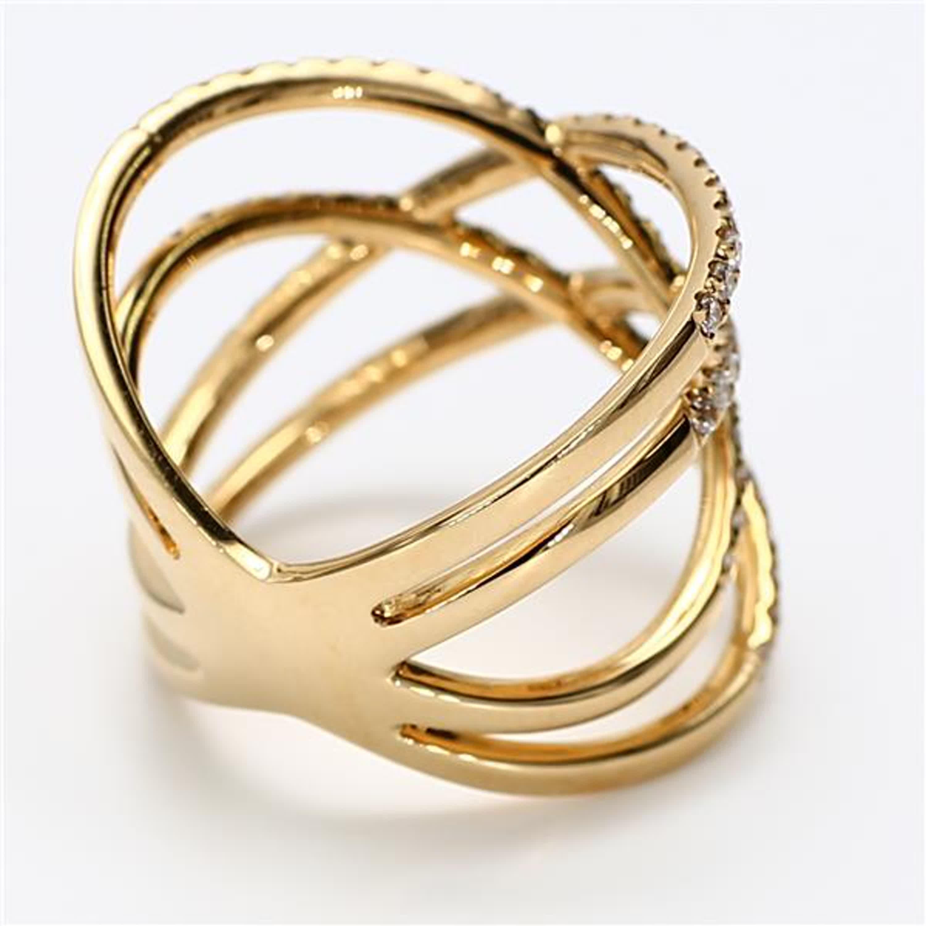 natürlicher weißer runder Diamant .81 Karat TW Gelbgold Ehering im Zustand „Neu“ in New York, NY
