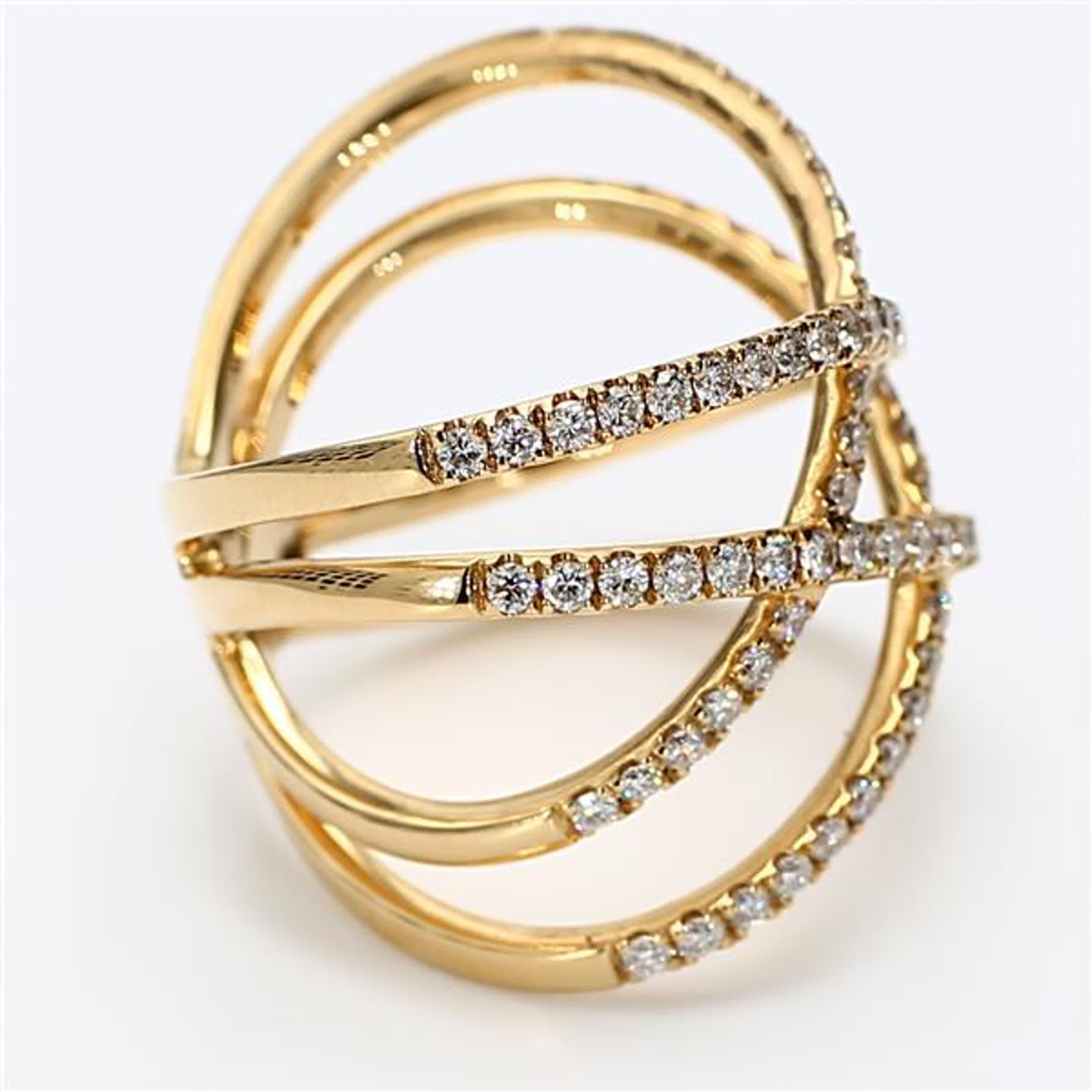 natürlicher weißer runder Diamant .81 Karat TW Gelbgold Ehering Damen