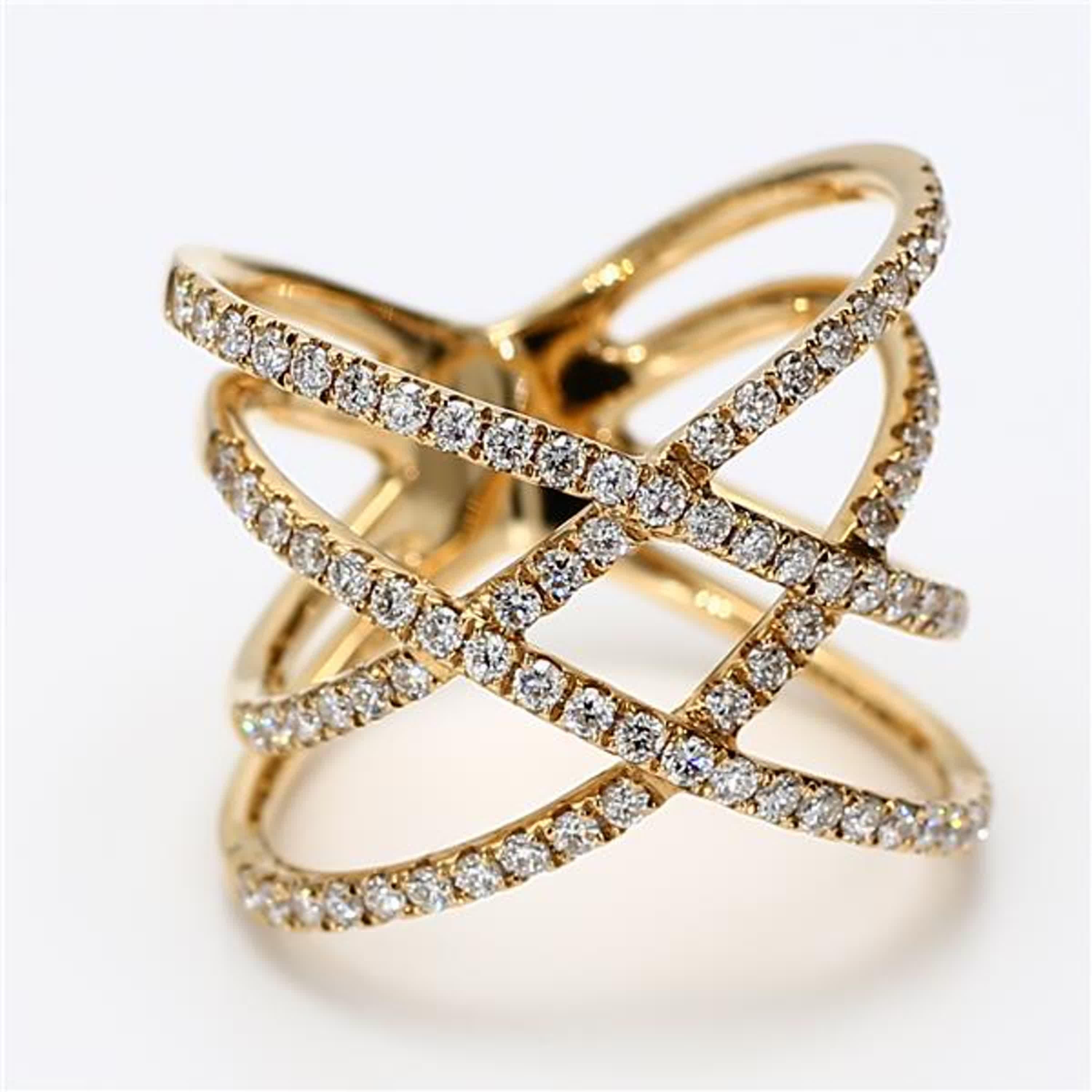 natürlicher weißer runder Diamant .81 Karat TW Gelbgold Ehering 1