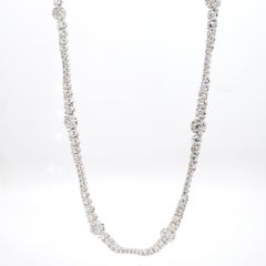 Natural White Round Diamond 8.11 Carat Tw White Gold Drop Necklace