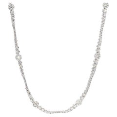 Natural White Round Diamond 8.11 Carat Tw White Gold Drop Necklace