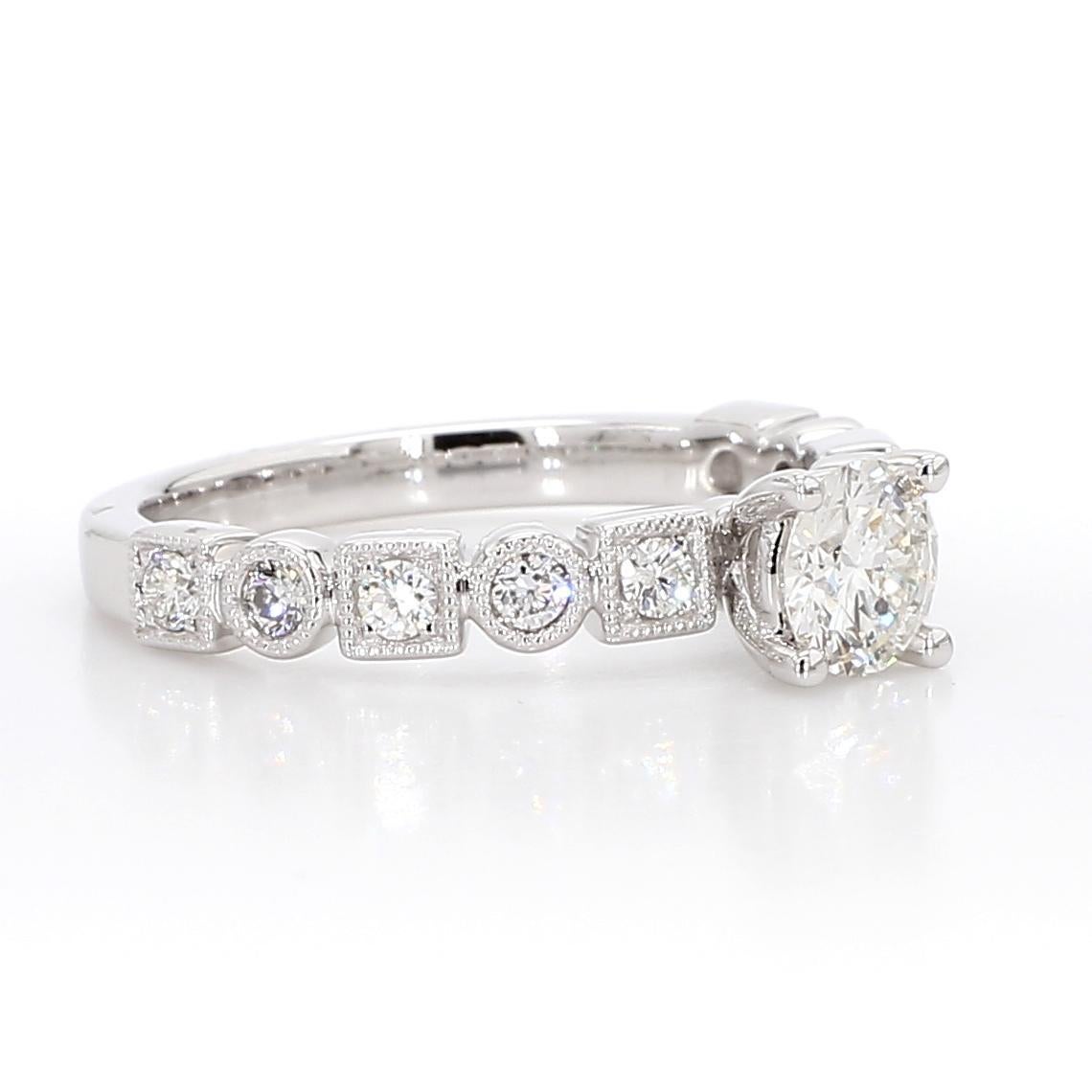 natürlicher weißer runder Diamant .83 Karat TW Weißgold Cocktail-Ring (Rundschliff) im Angebot