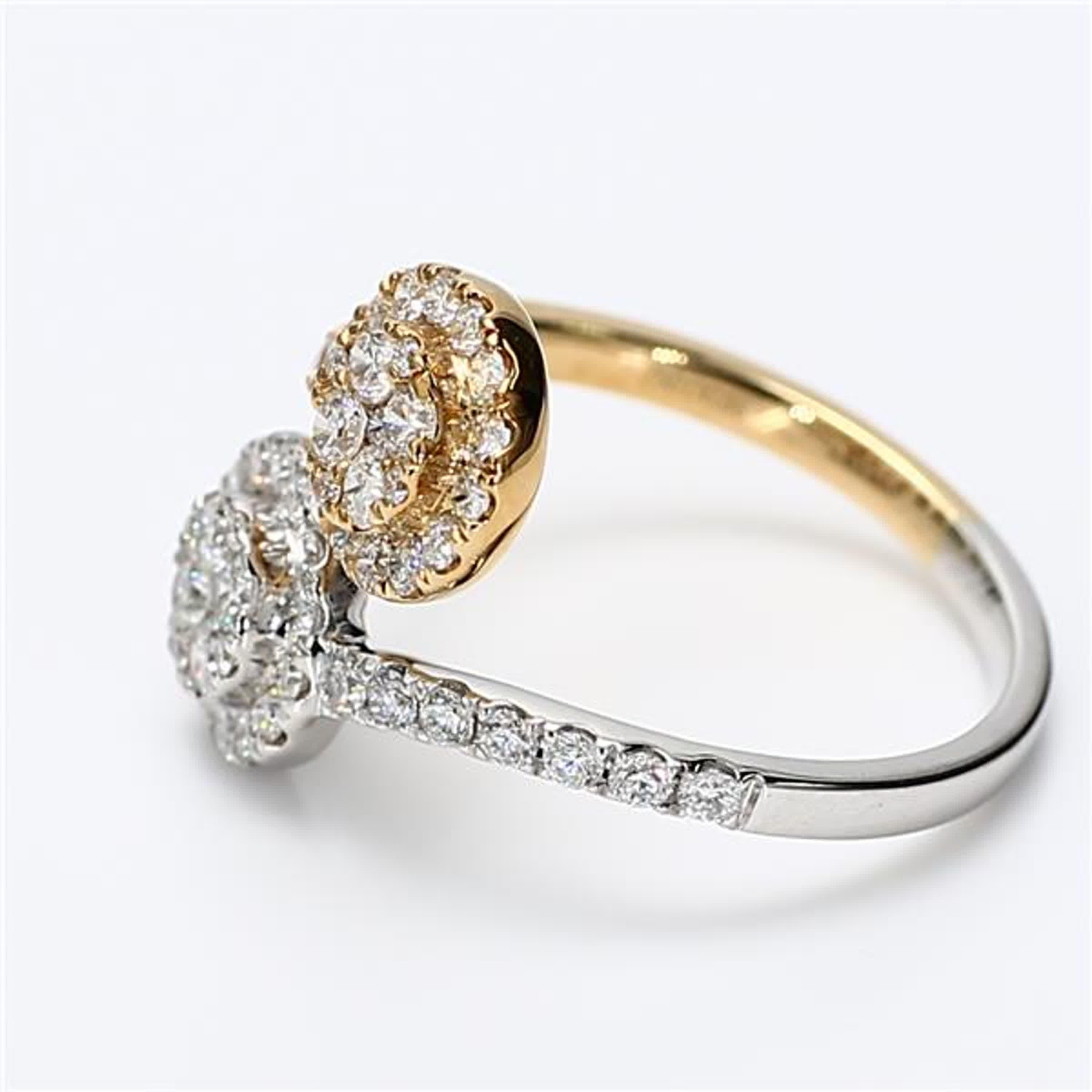 Contemporary Natural White Round Diamond .86 Carat TW Gold Cocktail Ring For Sale