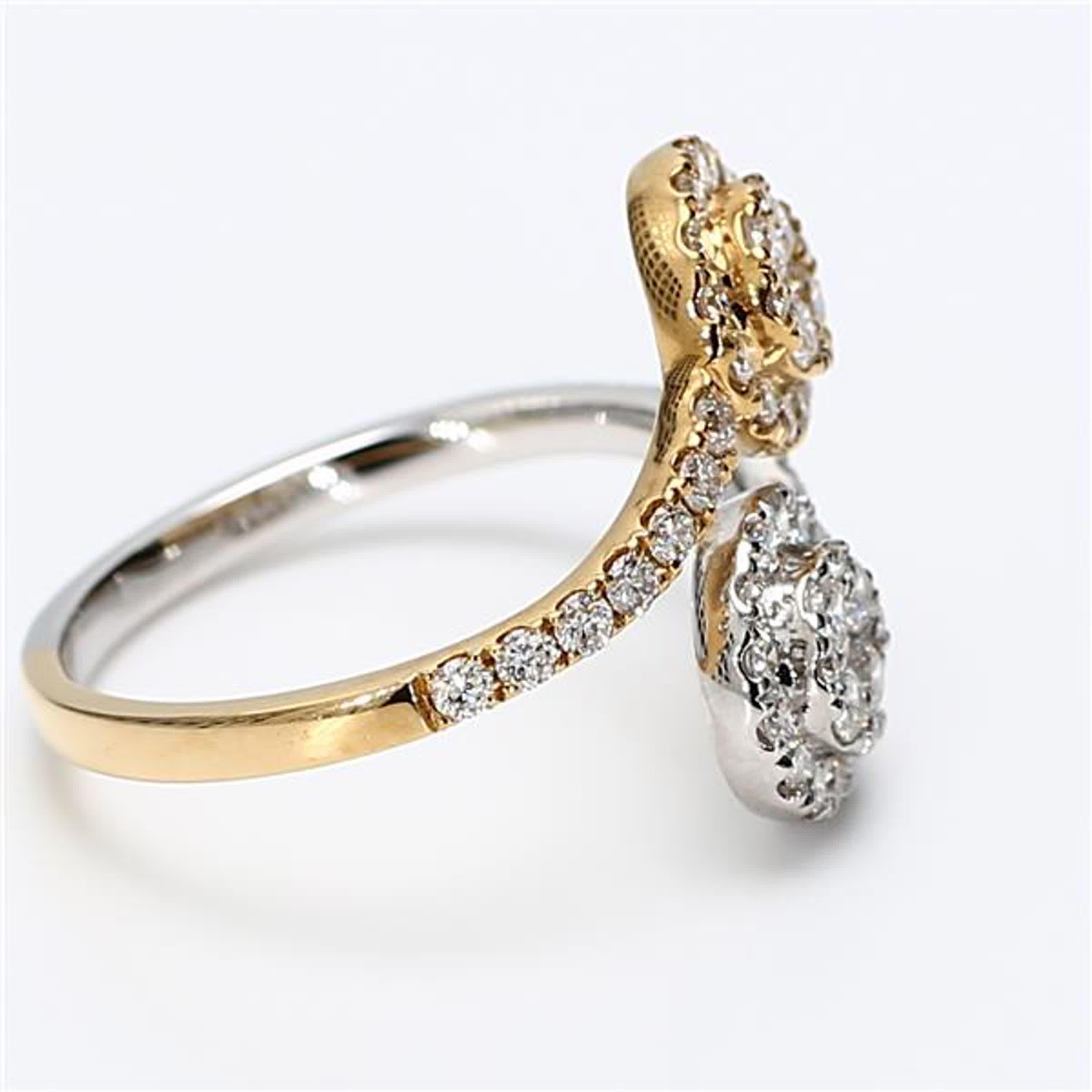Women's Natural White Round Diamond .86 Carat TW Gold Cocktail Ring For Sale