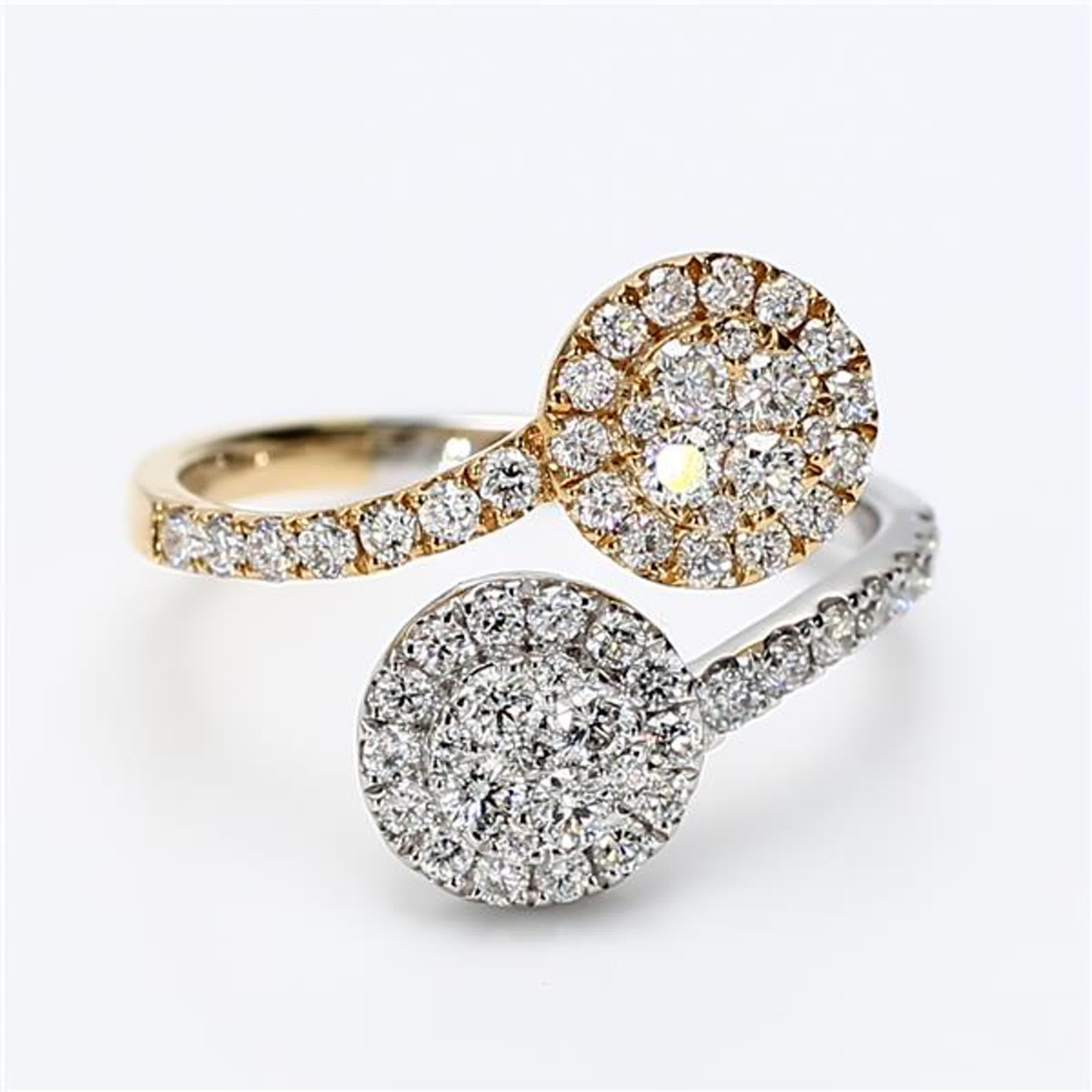 Natural White Round Diamond .86 Carat TW Gold Cocktail Ring For Sale 1