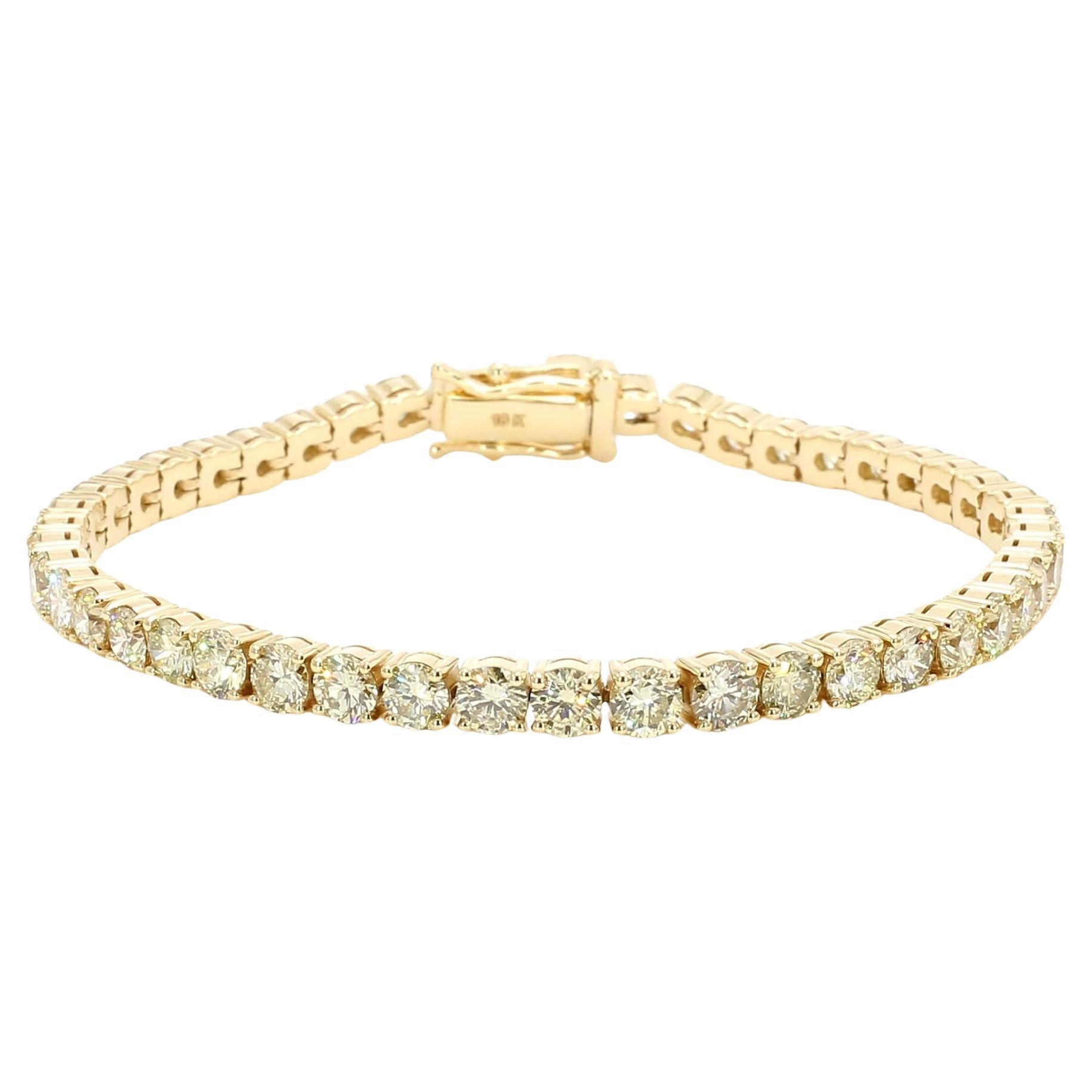 Tennisarmband aus Gelbgold mit natürlichem weißem, rundem Diamanten 8.94 Karat TW