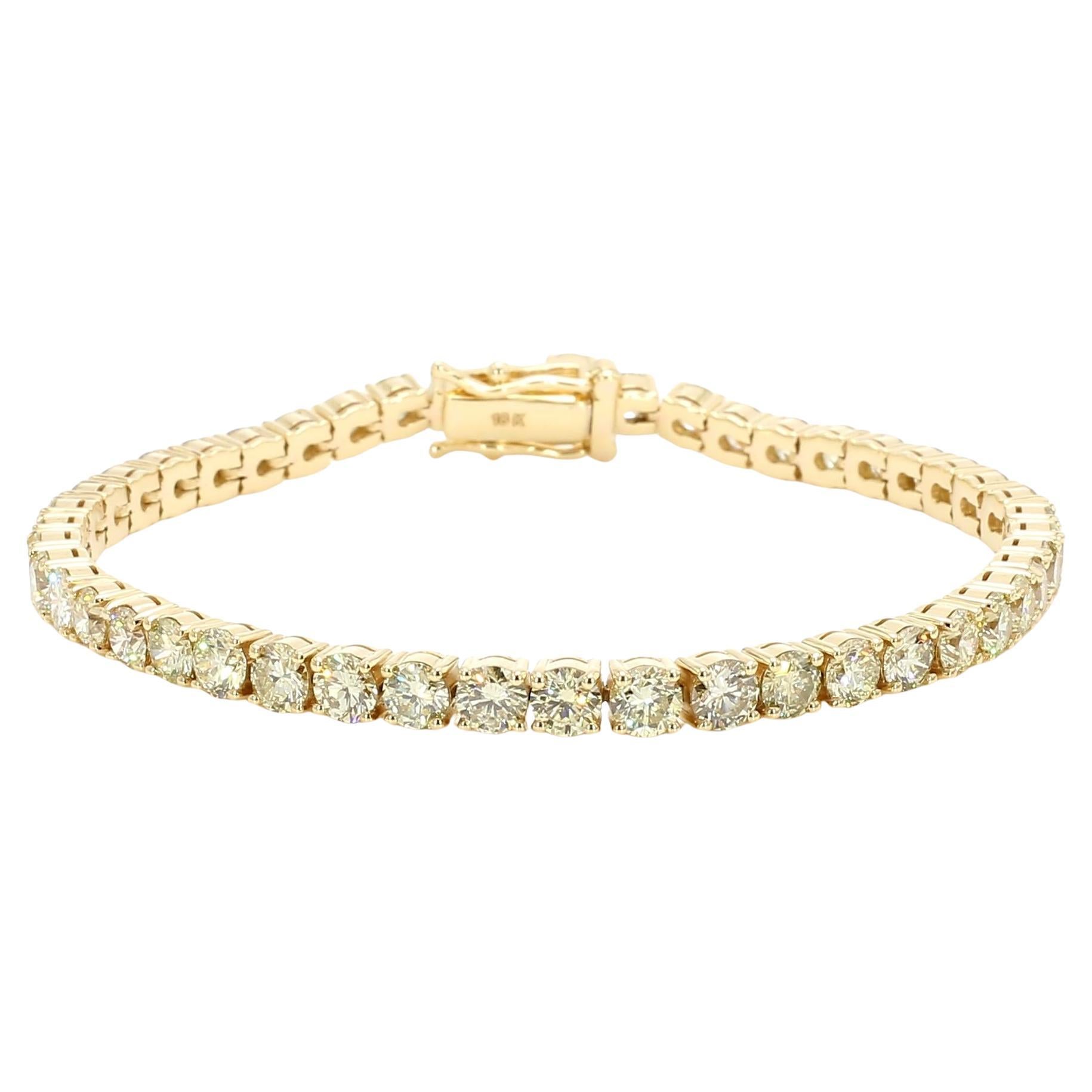 Bracelet tennis en or jaune avec diamants ronds blancs naturels de 8.94 carats poids total