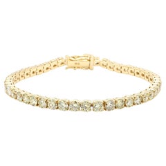 Bracelet tennis en or jaune avec diamants ronds blancs naturels de 8.94 carats poids total