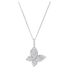 Natural White Round Diamond .90 Carat TW White Gold Drop Pendant