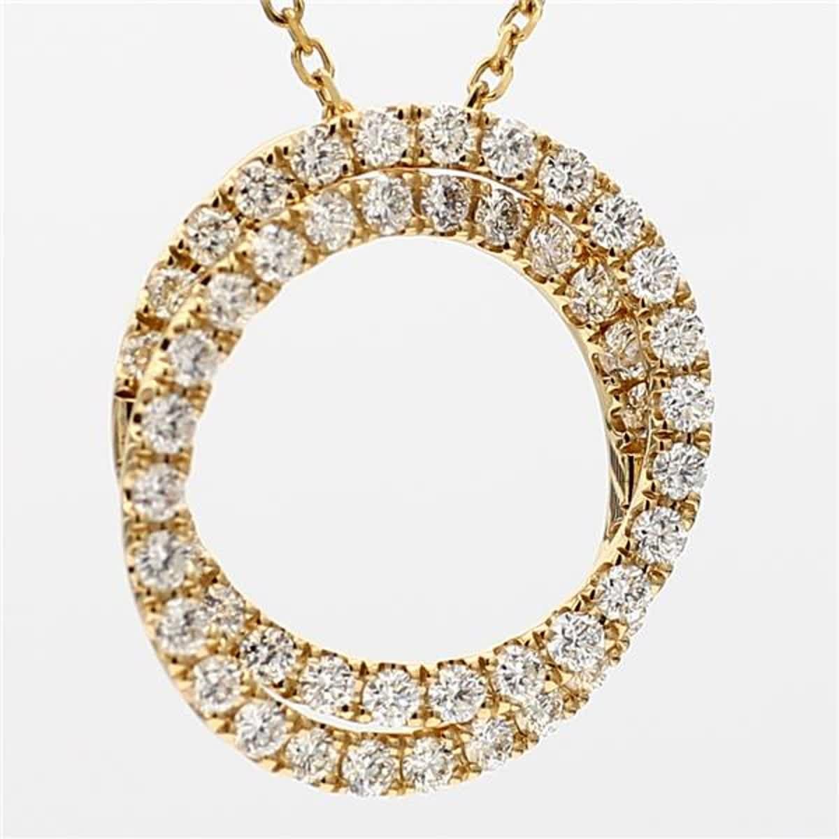 Natural White Round Diamond 1.20 Carat TW Yellow Gold Circle Pendant For Sale 1