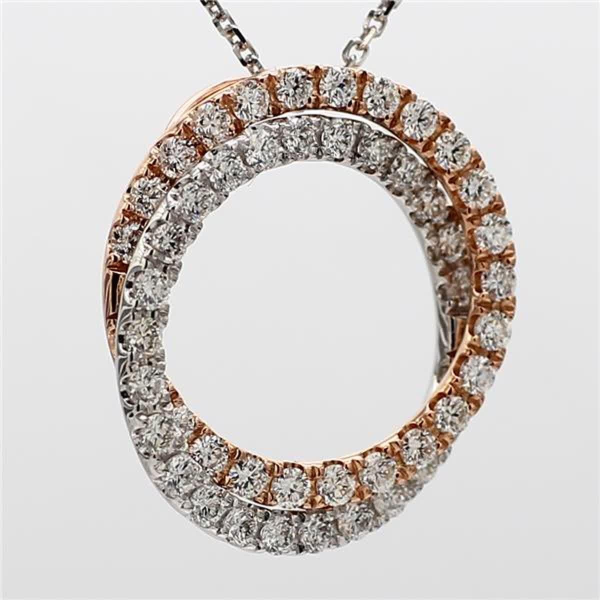 Natural White Round Diamond 1.25 Carat TW Rose Gold Circle Pendant For Sale 1