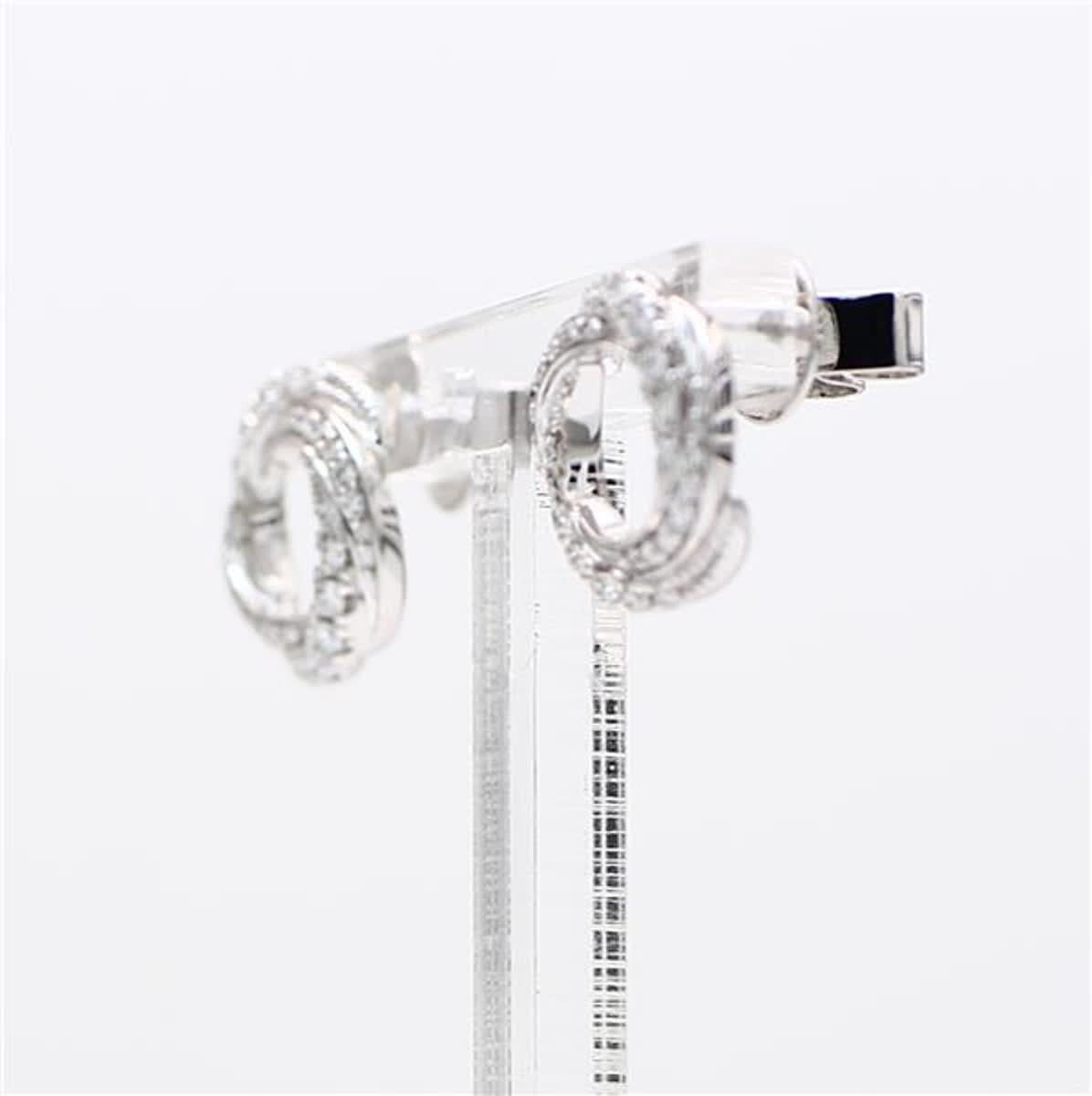 Contemporary Natural White Round Diamond .33 Carat TW White Gold Hoop Earrings For Sale