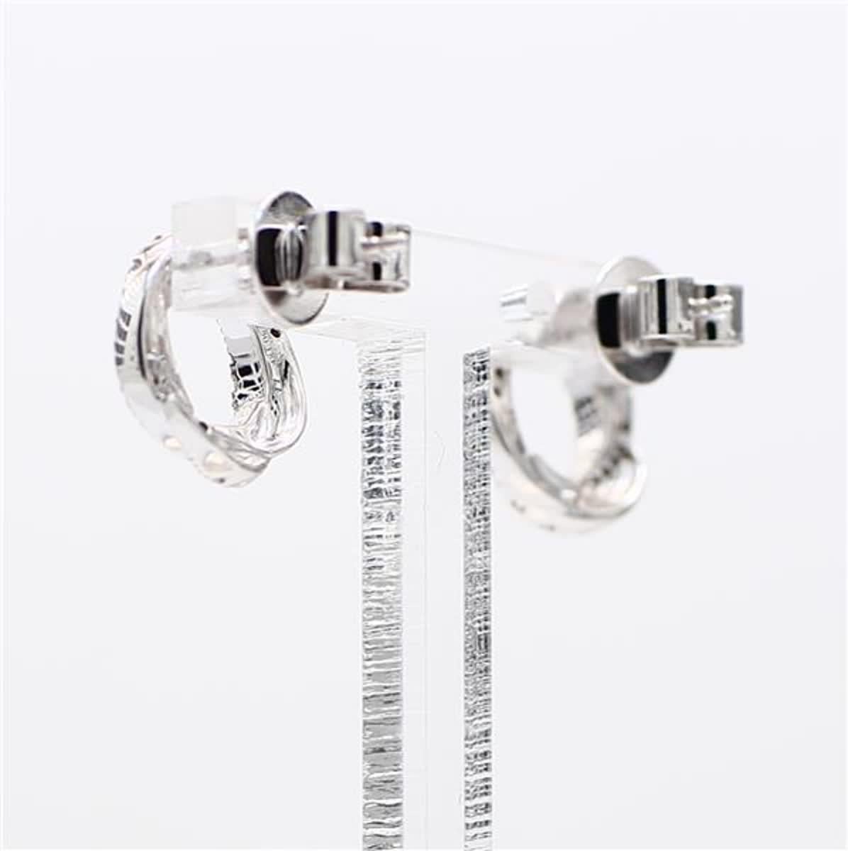 Round Cut Natural White Round Diamond .33 Carat TW White Gold Hoop Earrings For Sale