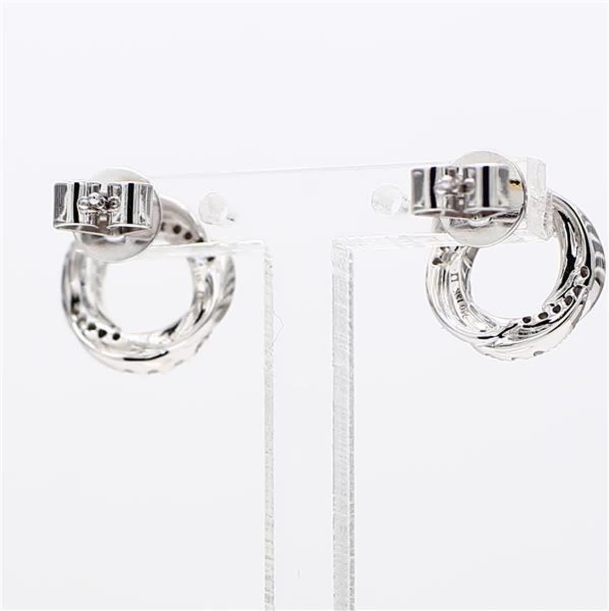 Natural White Round Diamond .33 Carat TW White Gold Hoop Earrings In New Condition For Sale In New York, NY