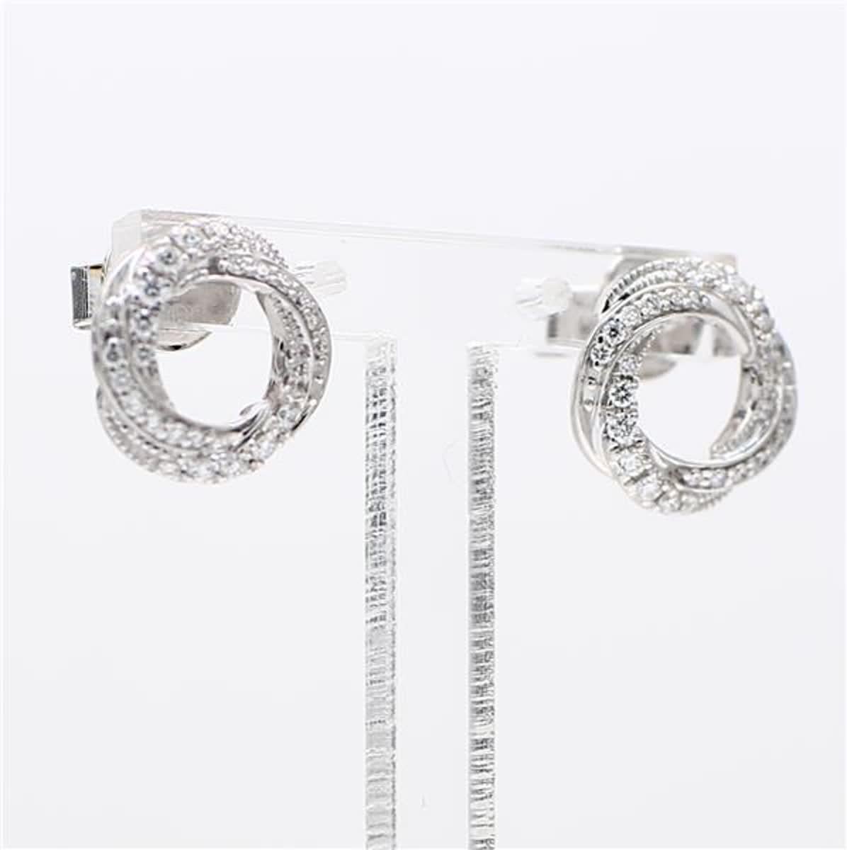Natural White Round Diamond .33 Carat TW White Gold Hoop Earrings For Sale 1