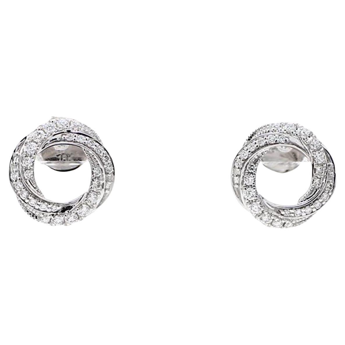 Natural White Round Diamond .33 Carat TW White Gold Hoop Earrings For Sale