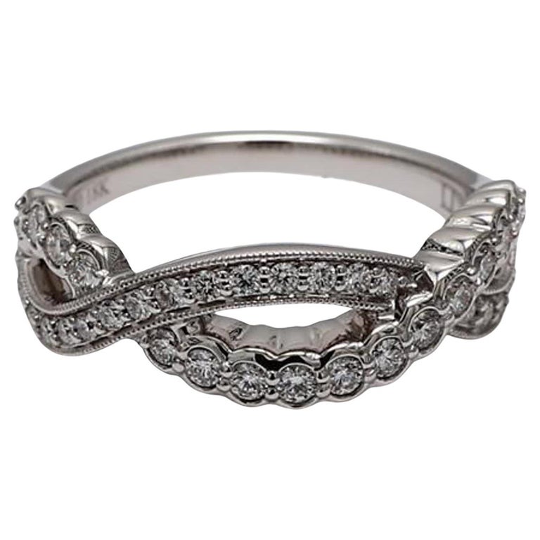 White Rounded Diamond Natural White Round Diamond .49 Carat TW White Gold Wedding Band For ...