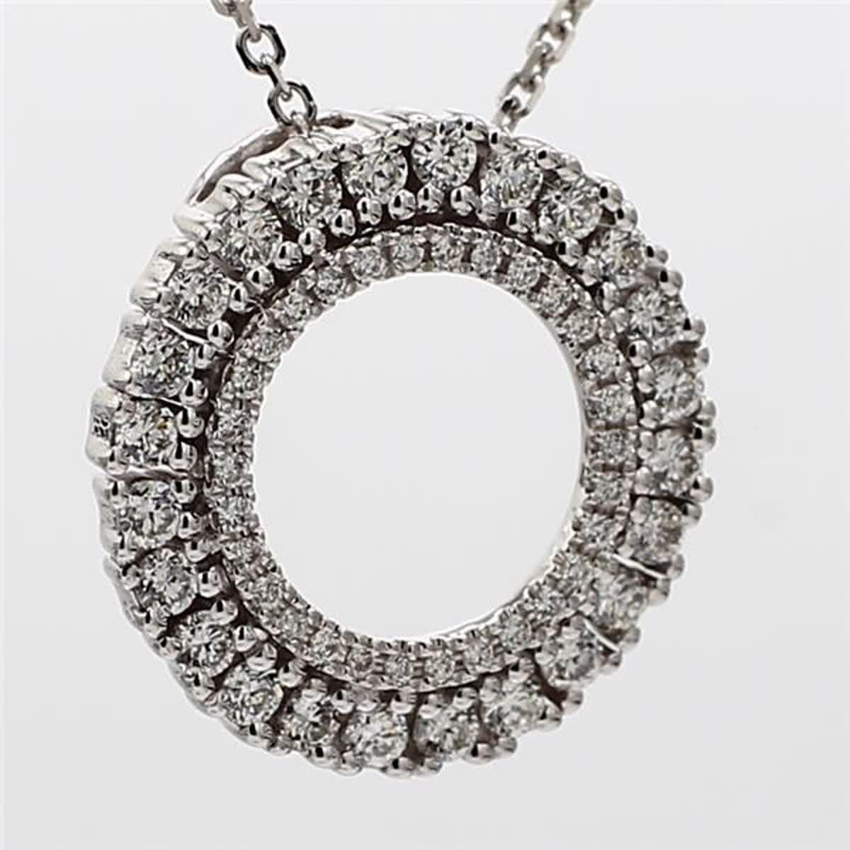 Women's Natural White Round Diamond .52 Carat TW White Gold Circle Pendant For Sale